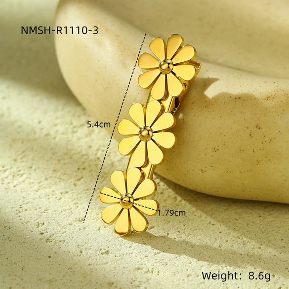Women's Stainless Steel Inlay Fashion Flower Petals Oneword Clip Hairpin
