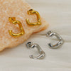 Women’s Stainless Steel Irregular Open Square Hoop Earrings With Geometric Design And Electroplated Finish