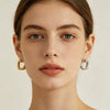 Women’s Stainless Steel Irregular Open Square Hoop Earrings With Geometric Design And Electroplated Finish