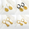 Women's Stainless Steel Irregular Oval Spider Web Halloween Earrings With Geometric Electroplated Design