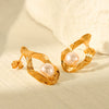 Women's Stainless Steel Irregular Pearl Electroplated Geometric Earrings