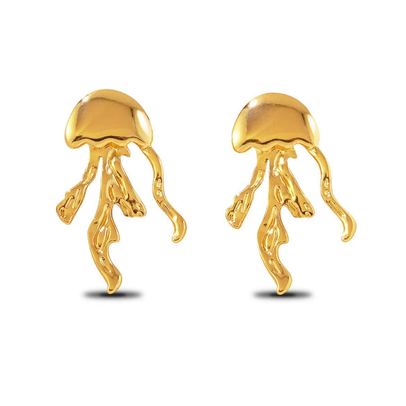 Women's Stainless Steel Jellyfish And Fish Tail Earrings Vacation Style Animal Shape Stamped Light Luxury Versatile Fashion Earrings