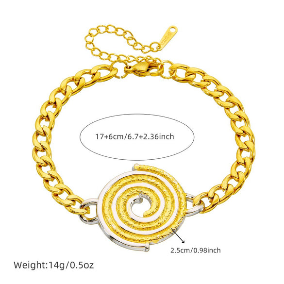 Women's Stainless Steel Jewelry Set With Color Circle Thread Connection And Electroplating Treatment