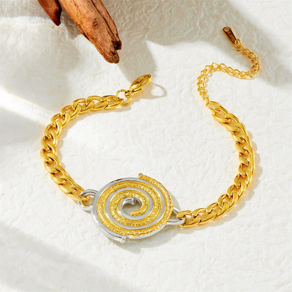 Women's Stainless Steel Jewelry Set With Color Circle Thread Connection And Electroplating Treatment
