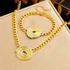 Women's Stainless Steel Jewelry Set With Color Circle Thread Connection And Electroplating Treatment
