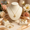 Women's Stainless Steel Jewelry Set With Doublelayer Bracelet Necklace Pearl Earrings And Rhinestone Letter Pendant Electroplated Geometric Design