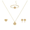 Women's Stainless Steel Jewelry Set With Doublelayer Bracelet Necklace Pearl Earrings And Rhinestone Letter Pendant Electroplated Geometric Design