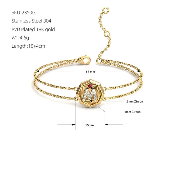 Women's Stainless Steel Jewelry Set With Doublelayer Bracelet Necklace Pearl Earrings And Rhinestone Letter Pendant Electroplated Geometric Design