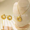 Women's Stainless Steel Jewelry Set With Flower Peach Heart Bow Earrings And Necklace Butterfly Dragonfly Insect Pattern Electroplated