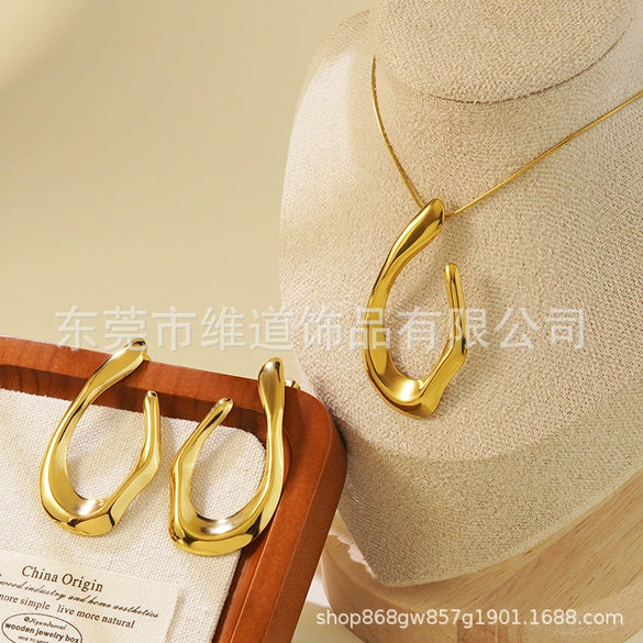 Women's Stainless Steel Jewelry Set With Flower Peach Heart Bow Earrings And Necklace Butterfly Dragonfly Insect Pattern Electroplated