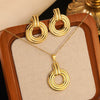 Women's Stainless Steel Jewelry Set With Flower Peach Heart Bow Earrings And Necklace Butterfly Dragonfly Insect Pattern Electroplated