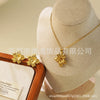 Women's Stainless Steel Jewelry Set With Flower Peach Heart Bow Earrings And Necklace Butterfly Dragonfly Insect Pattern Electroplated