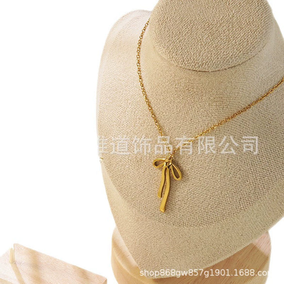 Women's Stainless Steel Jewelry Set With Flower Peach Heart Bow Earrings And Necklace Butterfly Dragonfly Insect Pattern Electroplated