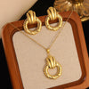 Women's Stainless Steel Jewelry Set With Flower Peach Heart Bow Earrings And Necklace Butterfly Dragonfly Insect Pattern Electroplated