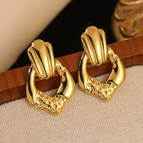 Women's Stainless Steel Jewelry Set With Flower Peach Heart Bow Earrings And Necklace Butterfly Dragonfly Insect Pattern Electroplated