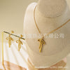 Women's Stainless Steel Jewelry Set With Flower Peach Heart Bow Earrings And Necklace Butterfly Dragonfly Insect Pattern Electroplated