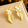 Women's Stainless Steel Jewelry Set With Pearl Bow Fireworks Design And Electroplating Treatment