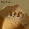 Women's Stainless Steel 18K Electroplated Cshaped Colorful Full Diamond And Pearl Zircon Earrings Light Luxury Style
