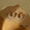 Women's Stainless Steel 18K Electroplated Cshaped Colorful Full Diamond And Pearl Zircon Earrings Light Luxury Style