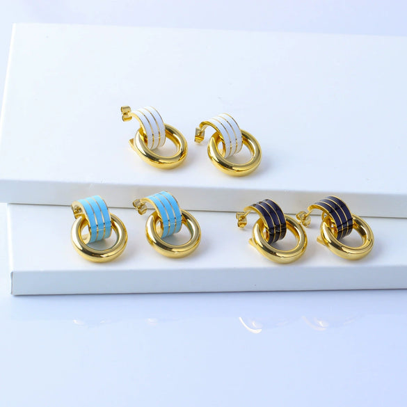 Women's Stainless Steel 18K Electroplated Geometric Fashion Earrings