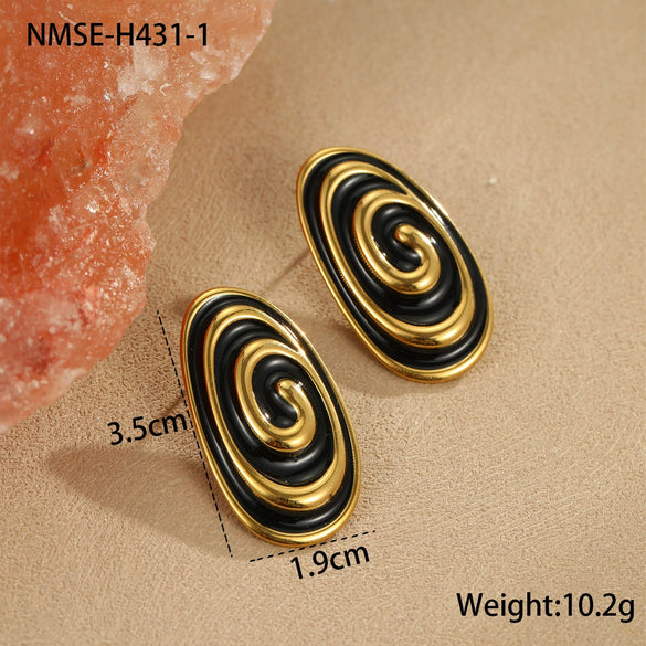 Women's Stainless Steel 18K Electroplated Ushaped Fashion Jewelry Earrings And Ring