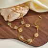 Women's Stainless Steel 18K Gold Plated Bracelet With Round Water Drop Shell Design And Geometric Pattern Simple Fashion Chain