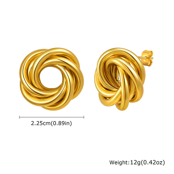 Women's Stainless Steel 18K Gold Plated Cut Out Heartshaped Geometric Line Earrings