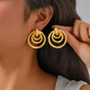 Women's Stainless Steel 18K Gold Plated Cut Out Heartshaped Geometric Line Earrings