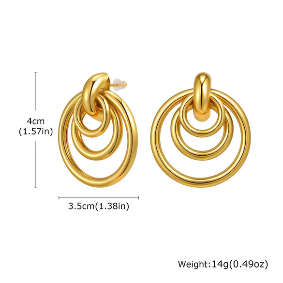 Women's Stainless Steel 18K Gold Plated Cut Out Heartshaped Geometric Line Earrings