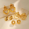 Women's Stainless Steel 18K Gold Plated Cut Out Heartshaped Geometric Line Earrings