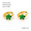 Women's 316L Stainless Steel 18K Gold Plated Flower Zircon Inlaid Earrings