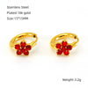 Women's 316L Stainless Steel 18K Gold Plated Flower Zircon Inlaid Earrings