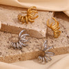 Women's Stainless Steel 18K Gold Plated Geometric Cshaped Gradient Blooming Petals Fashion Earrings