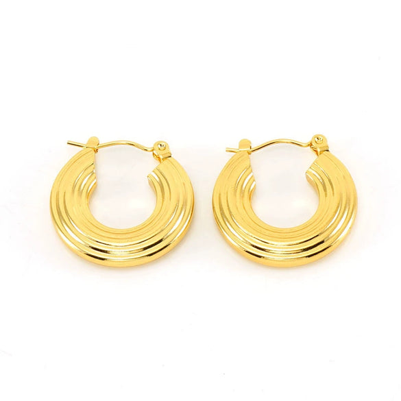 Women's 316L Stainless Steel 18K Gold Plated Geometric Exaggerated Spiral Wave Point Earring Buckles