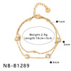 Women's Stainless Steel 18K Gold Plated Geometric Heart Bracelet With Zircon Inlay And Electroplated Finish