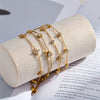Women's Stainless Steel 18K Gold Plated Geometric Heart Bracelet With Zircon Inlay And Electroplated Finish