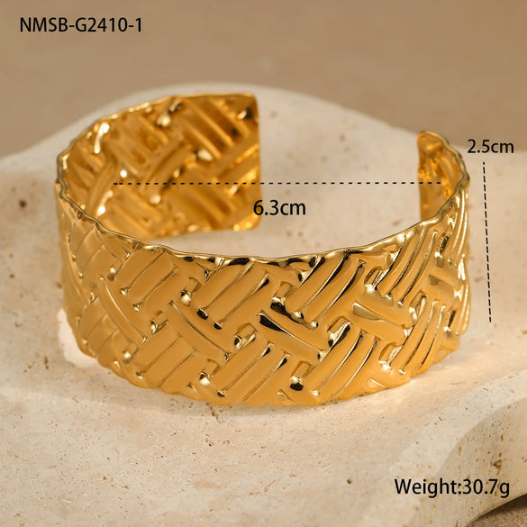 Women's Stainless Steel 18K Gold Plated Geometric Style Bracelet
