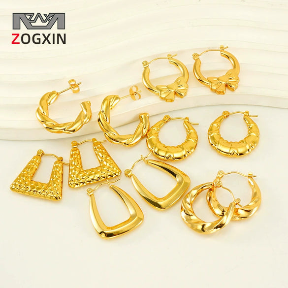 Women's 316L Stainless Steel 18K Gold Plated Geometric Ushape Electroplated Earrings