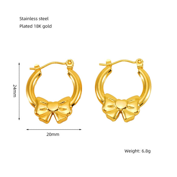 Women's 316L Stainless Steel 18K Gold Plated Geometric Ushape Electroplated Earrings