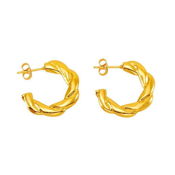 Women's 316L Stainless Steel 18K Gold Plated Geometric Ushape Electroplated Earrings