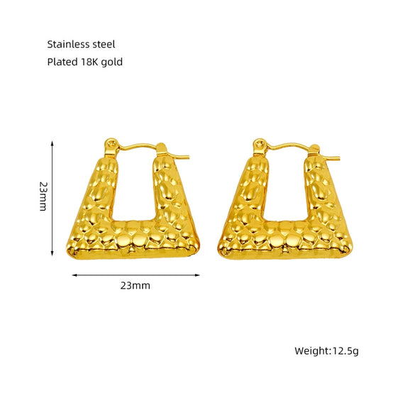 Women's 316L Stainless Steel 18K Gold Plated Geometric Ushape Electroplated Earrings