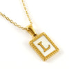 Women's 316L Stainless Steel 18K Gold Plated Letter Pendant Necklace With Natural Shell Inlay And Electroplating