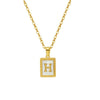 Women's 316L Stainless Steel 18K Gold Plated Letter Pendant Necklace With Natural Shell Inlay And Electroplating