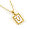 Women's 316L Stainless Steel 18K Gold Plated Letter Pendant Necklace With Natural Shell Inlay And Electroplating