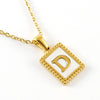 Women's 316L Stainless Steel 18K Gold Plated Letter Pendant Necklace With Natural Shell Inlay And Electroplating