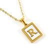 Women's 316L Stainless Steel 18K Gold Plated Letter Pendant Necklace With Natural Shell Inlay And Electroplating
