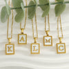 Women's 316L Stainless Steel 18K Gold Plated Letter Pendant Necklace With Natural Shell Inlay And Electroplating