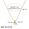 Women's Stainless Steel 18K Gold Plated Necklace With Natural Pearl Small Square Geometric Pendant And Regular Clavicle Chain
