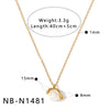 Women's Stainless Steel 18K Gold Plated Necklace With Natural Pearl Small Square Geometric Pendant And Regular Clavicle Chain