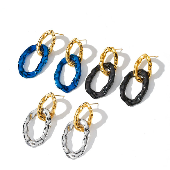 Women's Stainless Steel 18K Gold Vacuum Plated Geometric Irregular Earrings With Simple Fashion Design